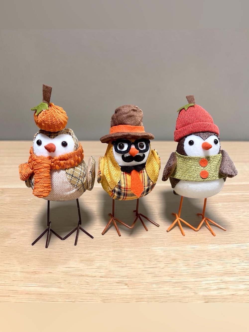 New fall fabric counter sitting home decor bird trio